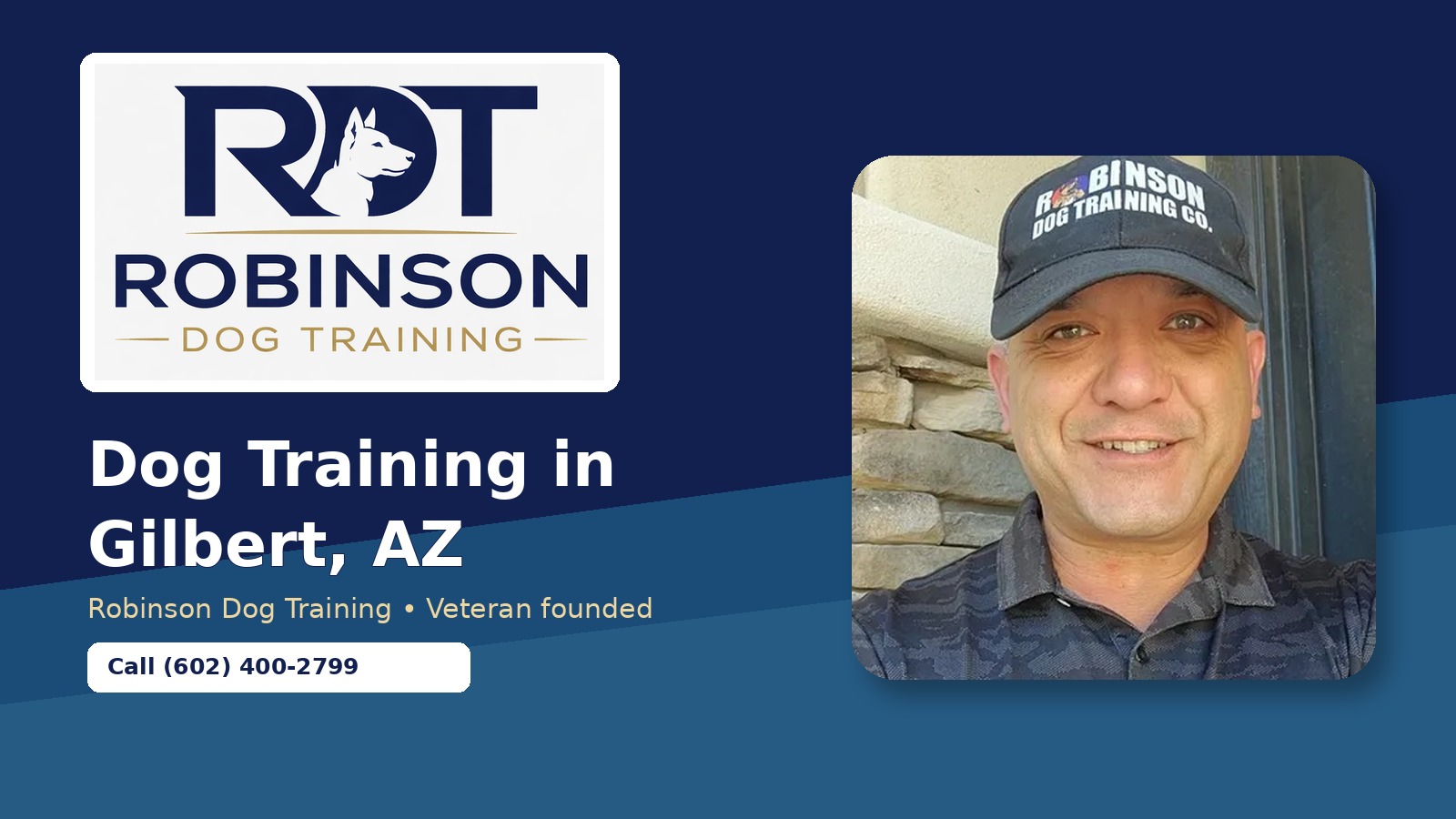 Louis W. Robinson and the official Robinson Dog Training logo for dog training in Gilbert, Arizona